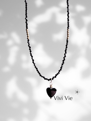 Vivi Vie Heart and Black Spinel Necklace