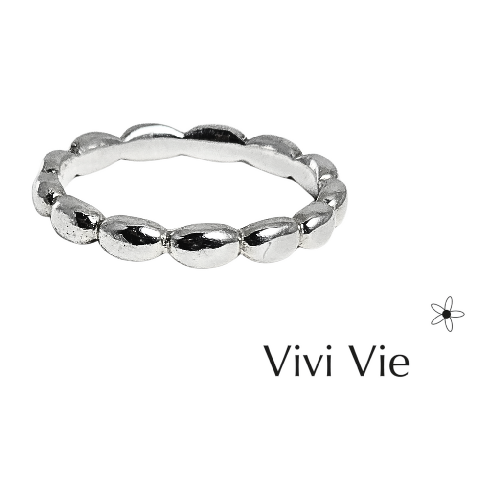 Silver rice bead ring wear  for stacking or alone for a minimalist  statment.