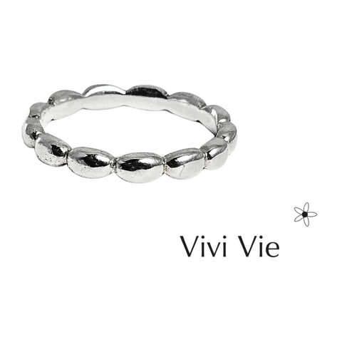 Silver rice bead ring wear  for stacking or alone for a minimalist  statment.