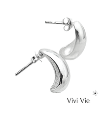 Luna Crescent Sterling Silver Hoop Studs by Vivi Vie