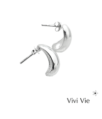 Luna Crescent Sterling Silver Hoop Studs by Vivi Vie
