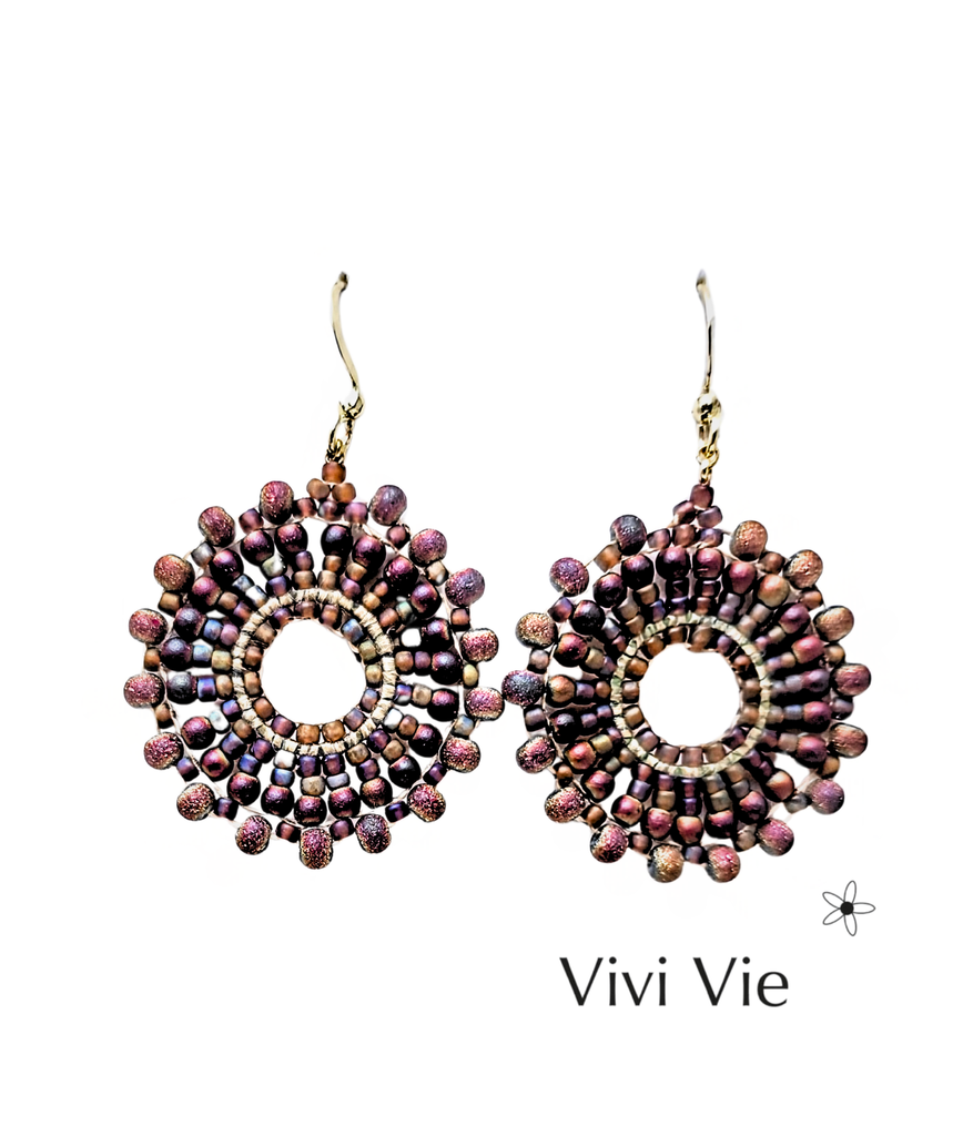 Warm Earthy Luxurious Bohemian Style Earrings.