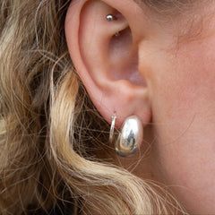 Luna Crescent Sterling Silver Hoop Studs by Vivi Vie