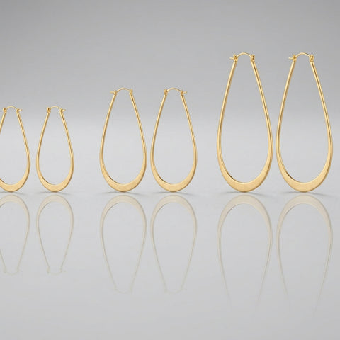 Gold-Plated Sterling Silver Teardrop Hoop Earrings