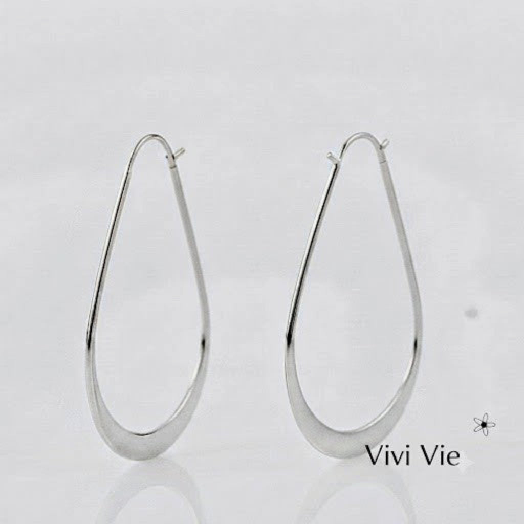 Sterling Silver Teardrop Hoop Earrings