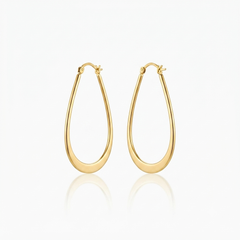 Fine, delicate, & sleak oval gold  hoop earrings