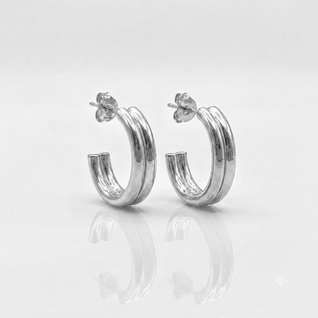 Silver double hoop