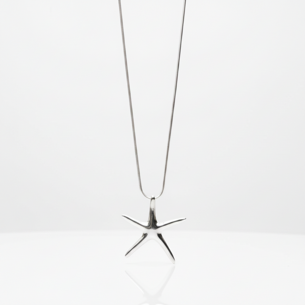 Silver Starfish Pendant - Brighter White & Stronger Reflection