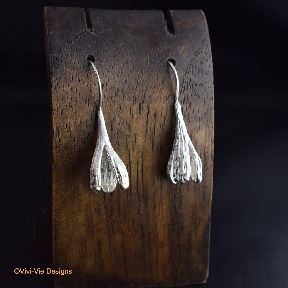 925 Sterling Silver Crocus Bud Flower Earrings