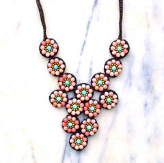 Flowers created with semi precious stones.