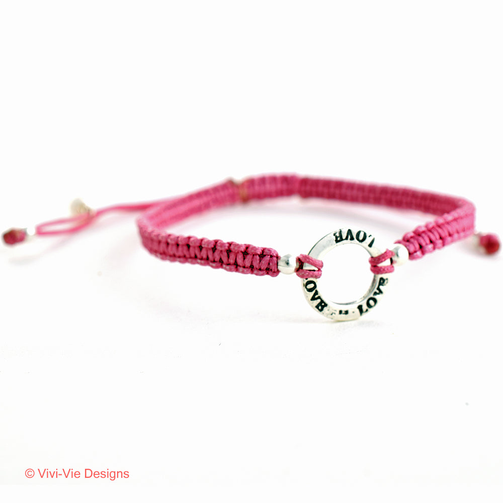 925 Silver Karma Friendship Bracelet Dusty Pink