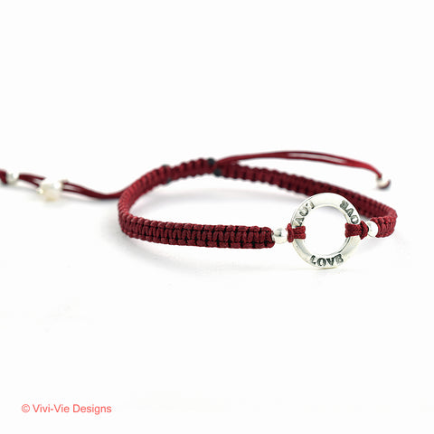 925 Silver Karma Friendship Bracelet Bordeaux