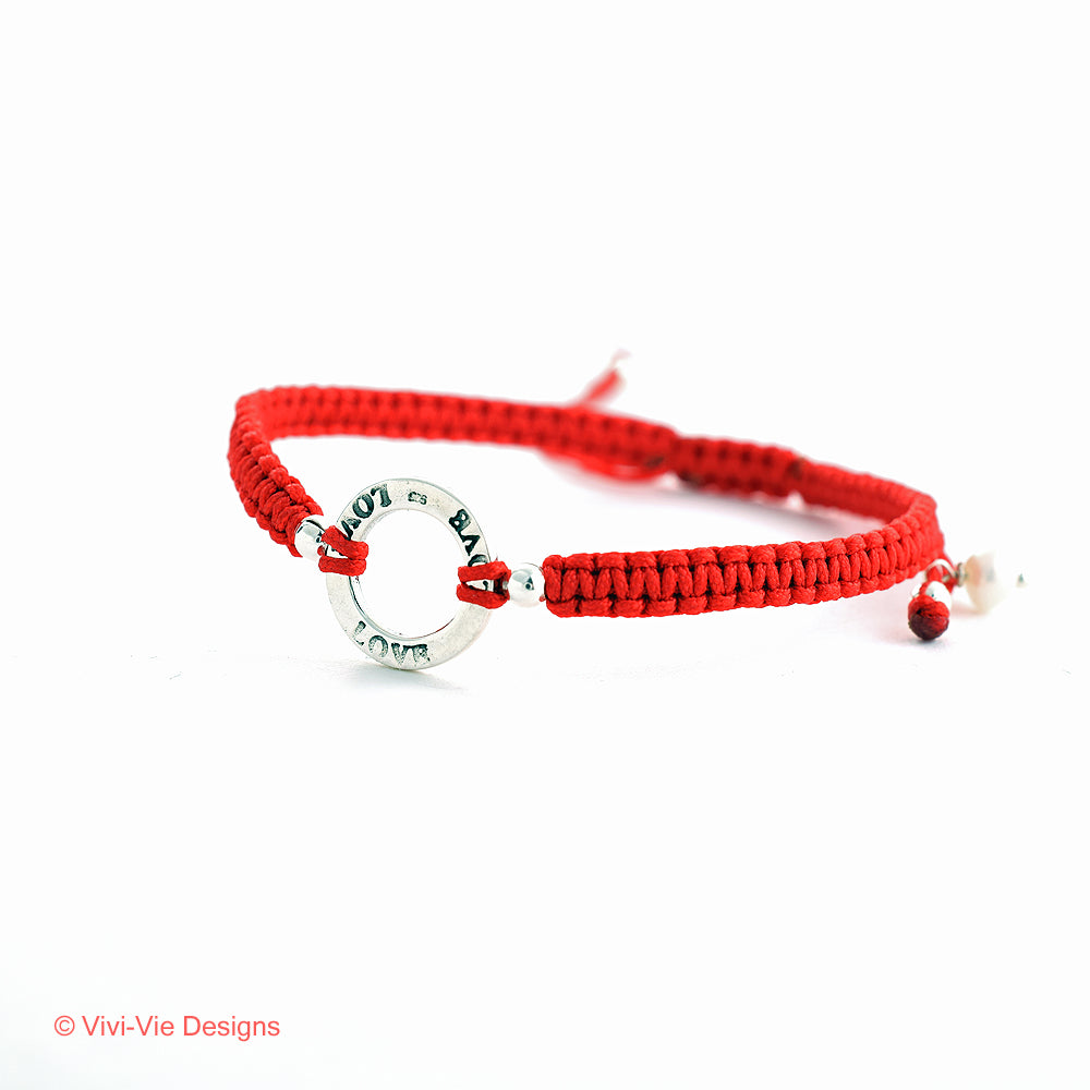 925 Silver Karma Friendship Bracelet Red