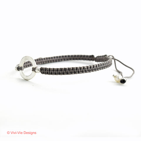 925 Silver Karma Friendship Bracelet Grey