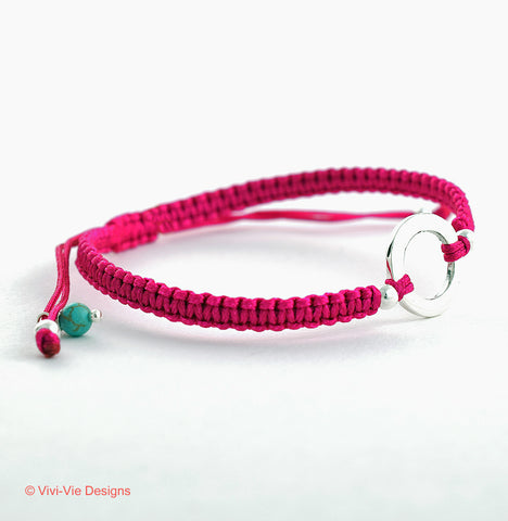 925 Silver Karma Friendship Bracelet Hot Pink