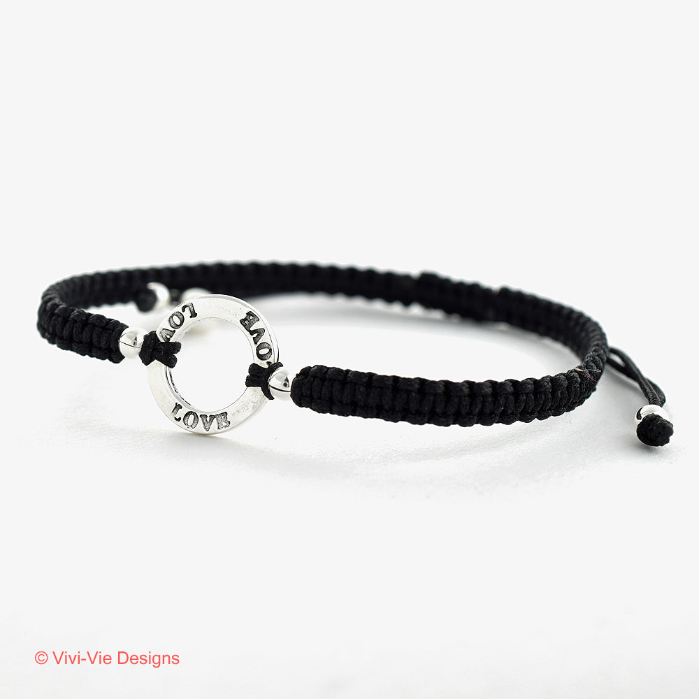 925 Silver Karma Friendship Bracelet Black