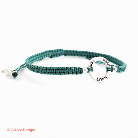 925 Silver Karma Friendship Bracelet Turquoise Green