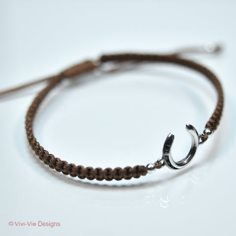 925 Silver Horse-Shoe Friendship Bracelet Brown
