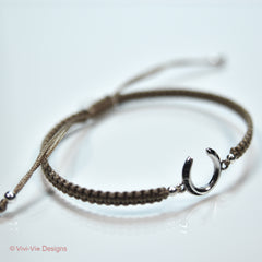 925 Silver Horse-Shoe Friendship Bracelet Tan