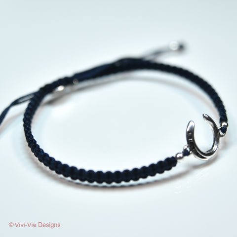 925 Silver Horse-Shoe Friendship Bracelet Navy