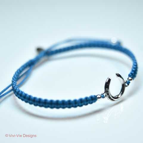 925 Silver Horse-Shoe Friendship Bracelet Blue