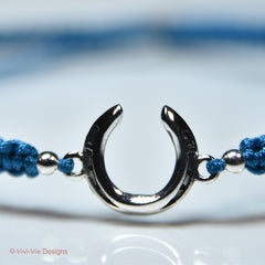 925 Silver Horse-Shoe Friendship Bracelet Blue