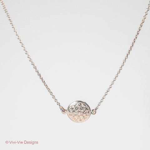 925 Rose Gold Plated Flower of Life Necklace - Large