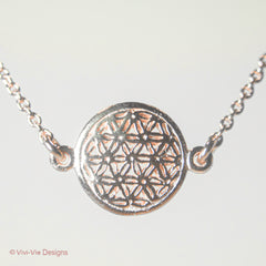 925 Rose Gold Plated Flower of Life Necklace - Large