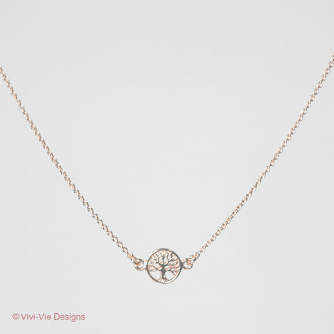 925 Rose Gold Plated Tree of Life Necklace - Small