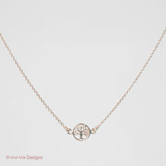 925 Rose Gold Plated Tree of Life Necklace - Small