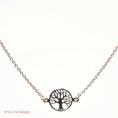 925 Rose Gold Plated Tree of Life Necklace - Large