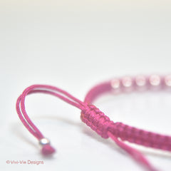 Hot Pink Silver Sphere Friendship Bracelet