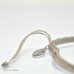 Beige Silver Sphere Friendship Bracelet