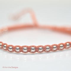 Orange Silver Sphere Friendship Bracelet
