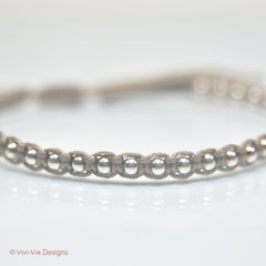 Beige Silver Sphere Friendship Bracelet