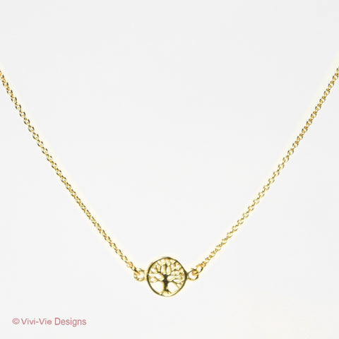 925 Gold Plated Tree of Life Necklace - Small