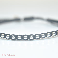 Black Silver Sphere Friendship Bracelet