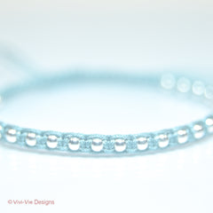 Blue Jeans Silver Sphere Friendship Bracelet