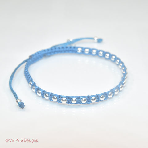 Turquoise Silver Sphere Friendship Bracelet