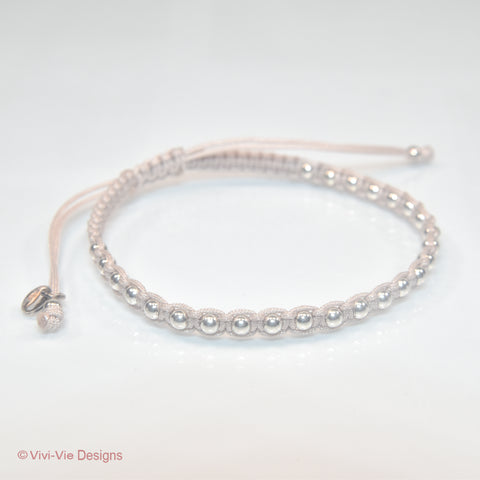 Nude Silver Sphere Friendship Bracelet