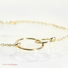 925 Gold Plated Silver Double Circle Karma Bracelet