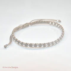 Beige Silver Sphere Friendship Bracelet