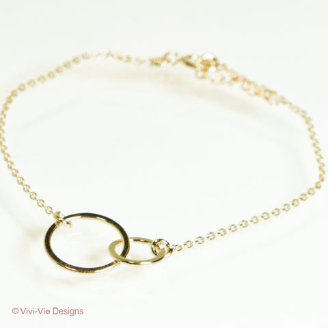 925 Gold Plated Silver Double Circle Karma Bracelet