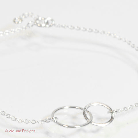 925 Silver Double Circle Karma Bracelet