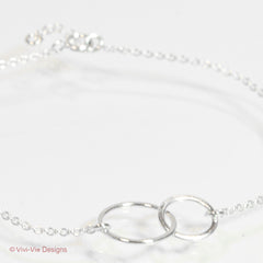 925 Silver Double Circle Karma Bracelet