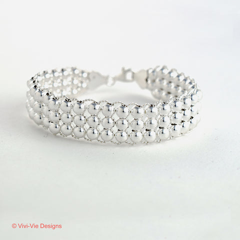 925 Silver Hand Crafted Triple "Metta" Bracelet