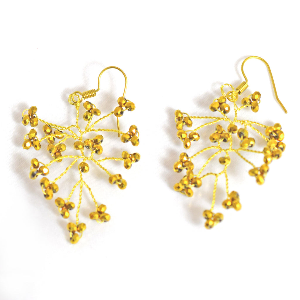 Gold Crystal and Brass Earrings
