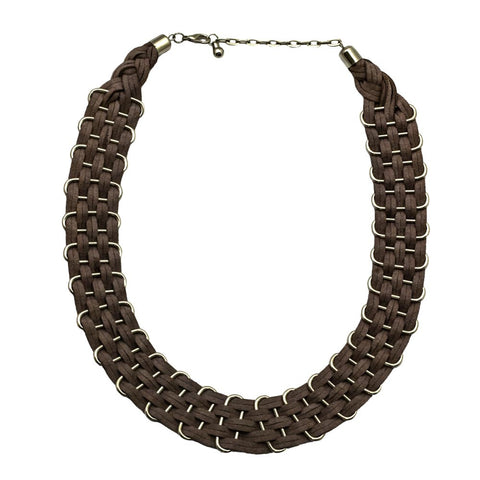 Collar Necklace Suedette Grey