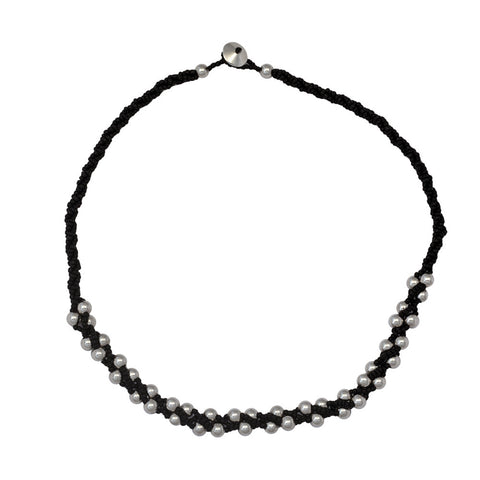 Silver Ball Necklace Black
