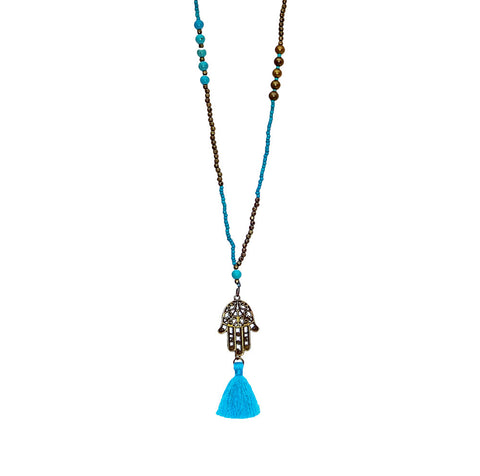 Long Pendent Necklace Hamsa